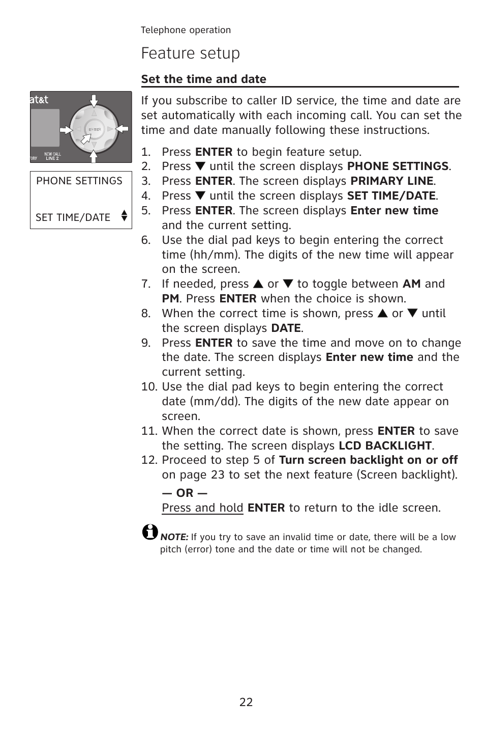 Feature setup | AT&T 993 User Manual | Page 25 / 79