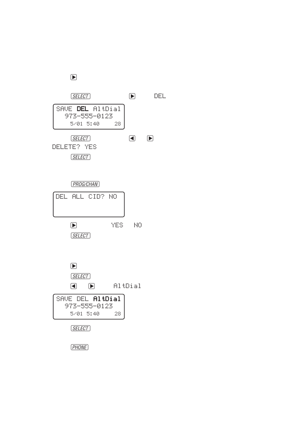 Caller id operation, Delete call history, Dial a displayed number | AT&T 8243 User Manual | Page 18 / 25