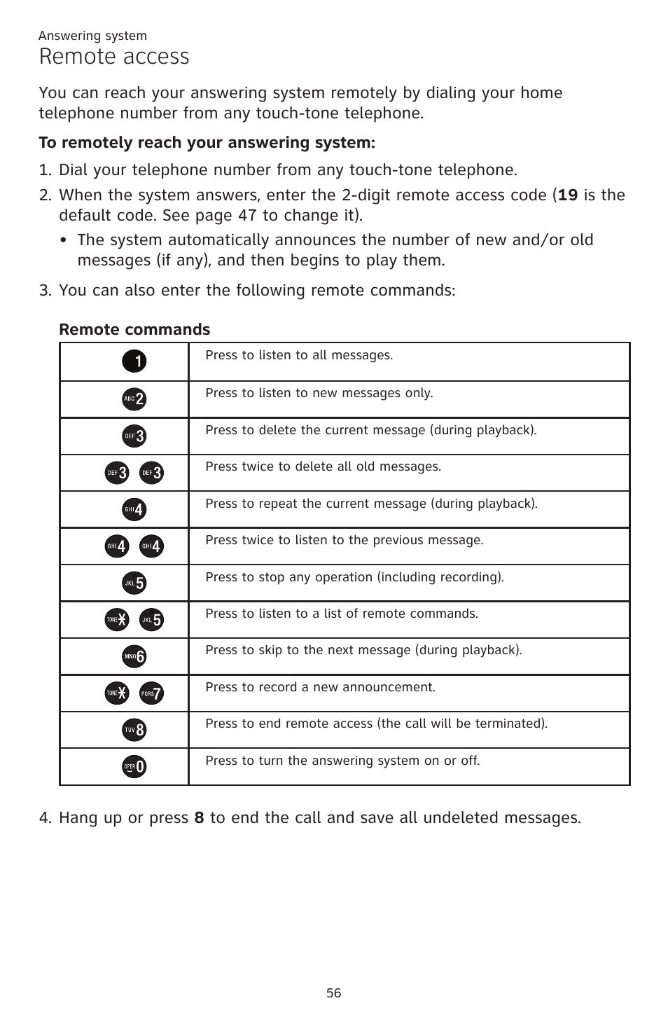 Remote access | AT&T CL82401 User Manual | Page 62 / 89