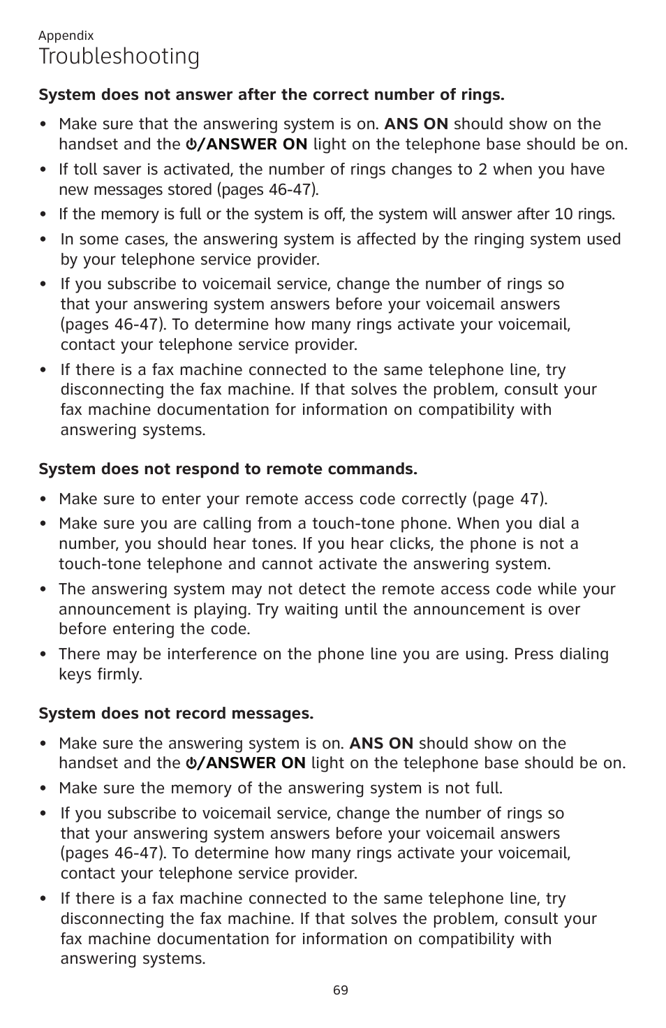 Troubleshooting | AT&T CL82401 User Manual | Page 75 / 89