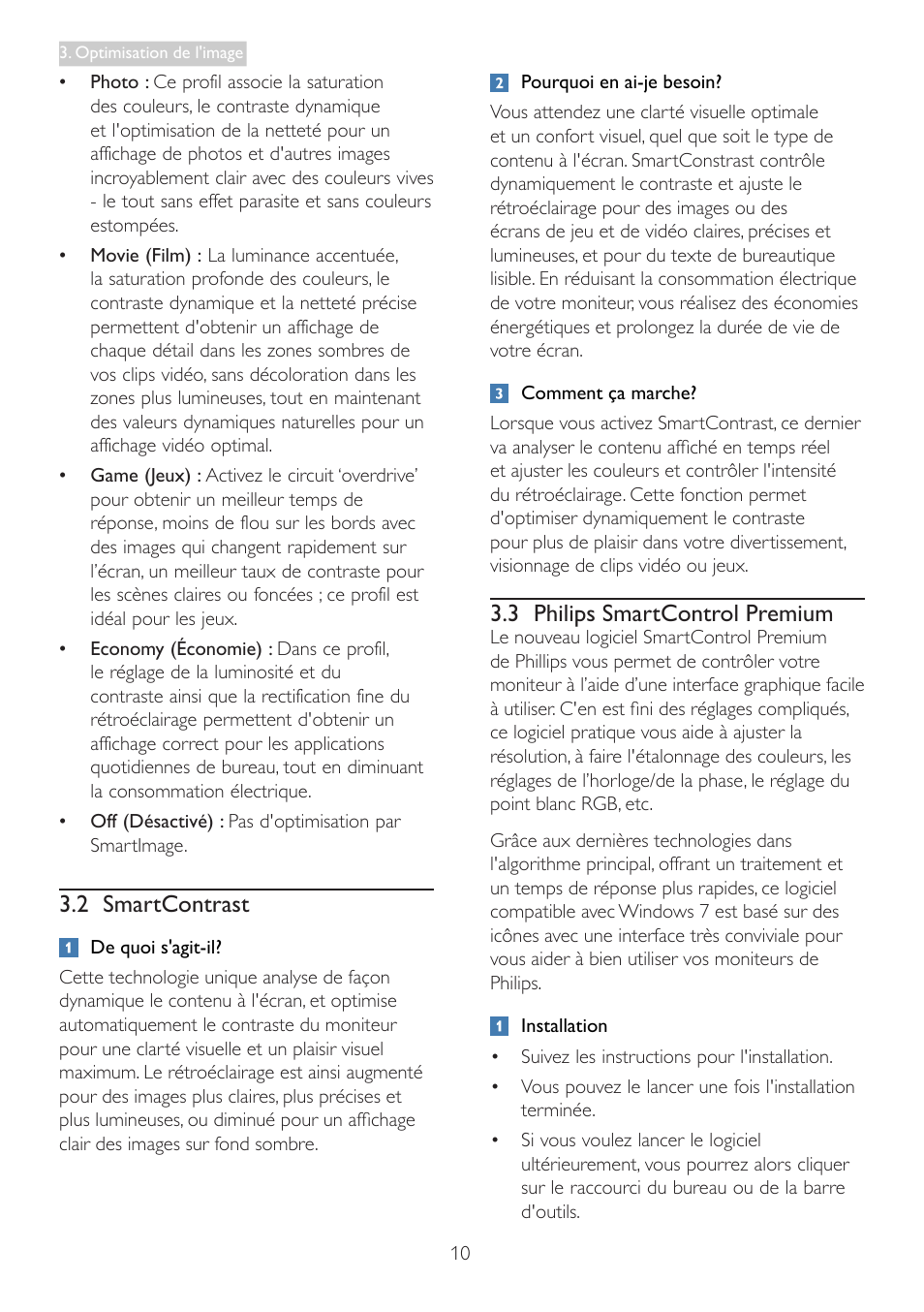 2 smartcontrast, 3 philips smartcontrol premium | Philips Moniteur LCD User Manual | Page 12 / 40