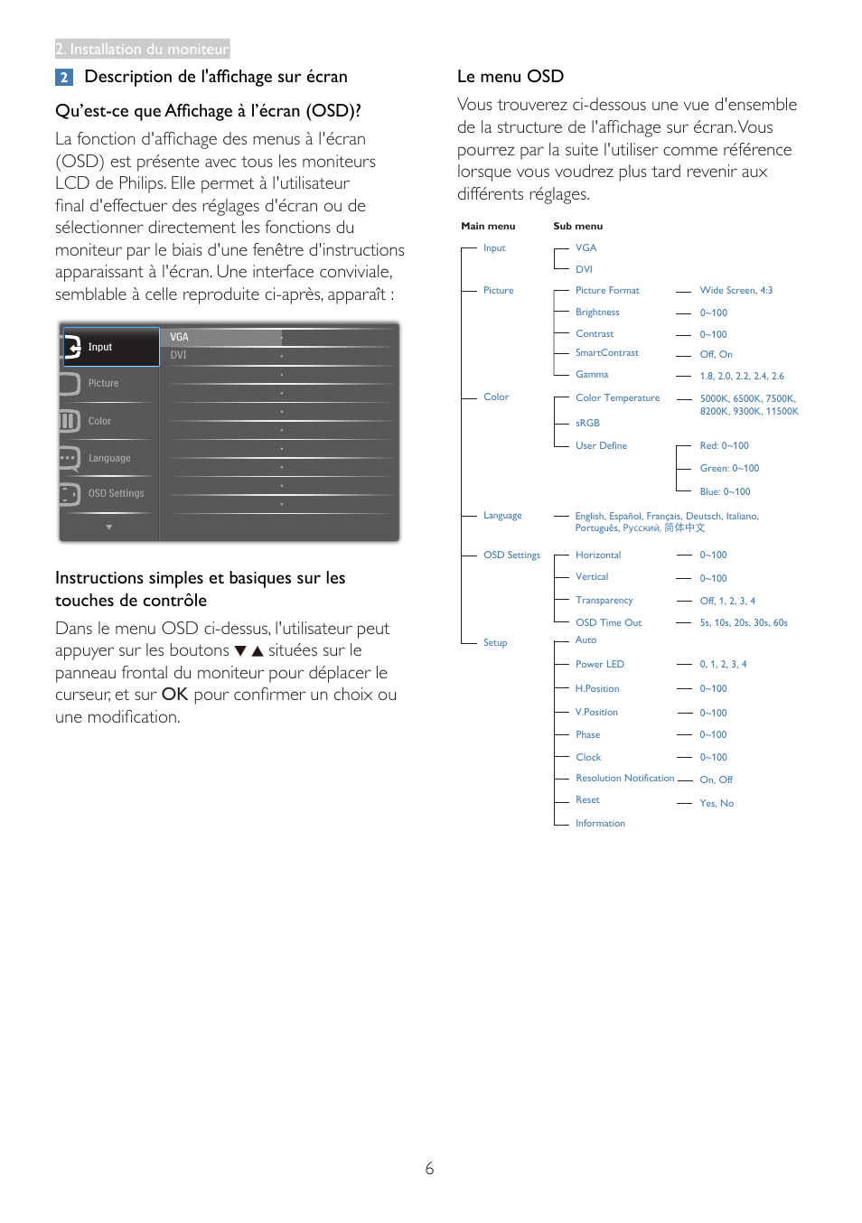 Installation du moniteur | Philips Moniteur LCD User Manual | Page 8 / 40