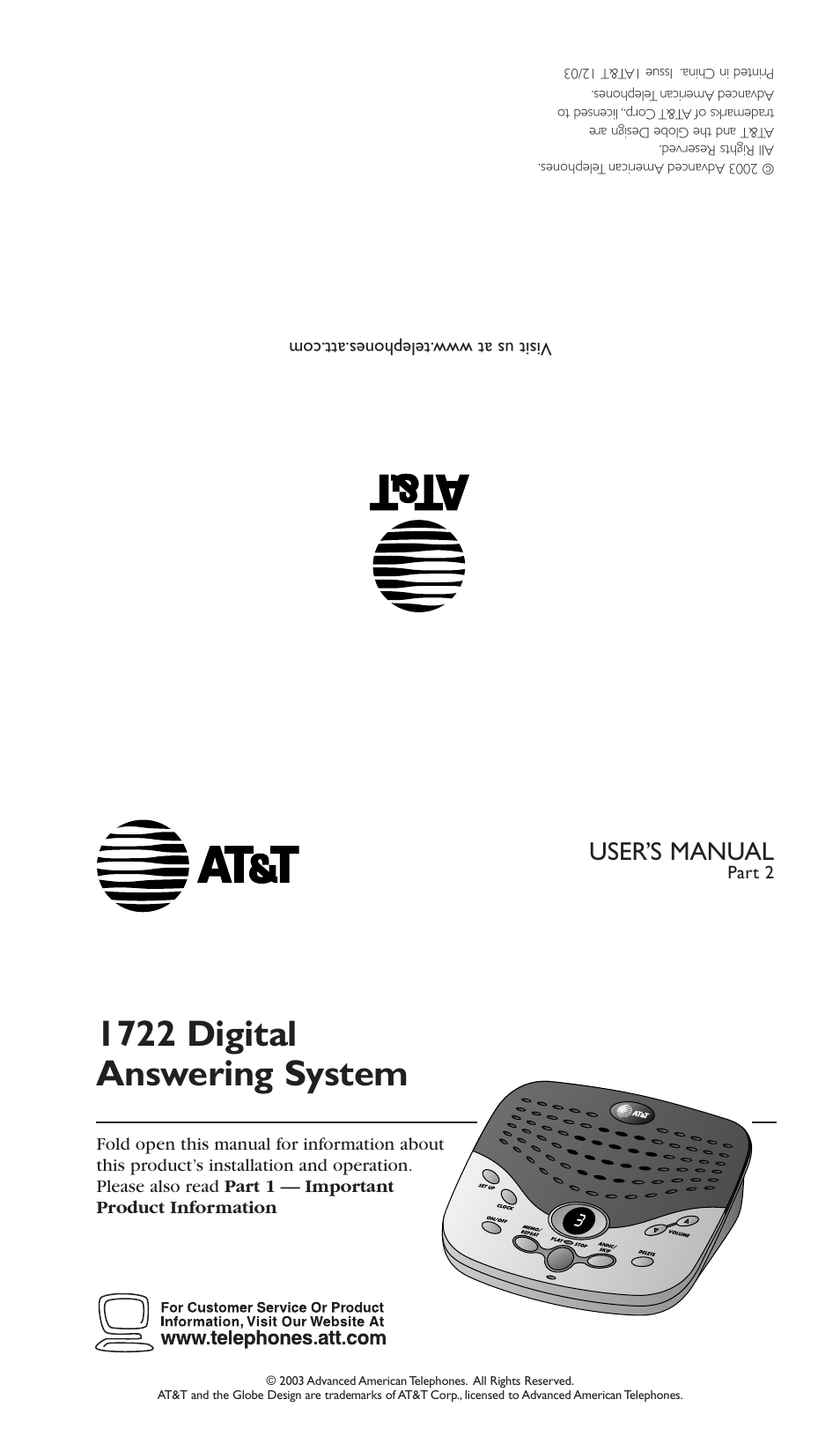 AT&T 1722 User Manual | 11 pages