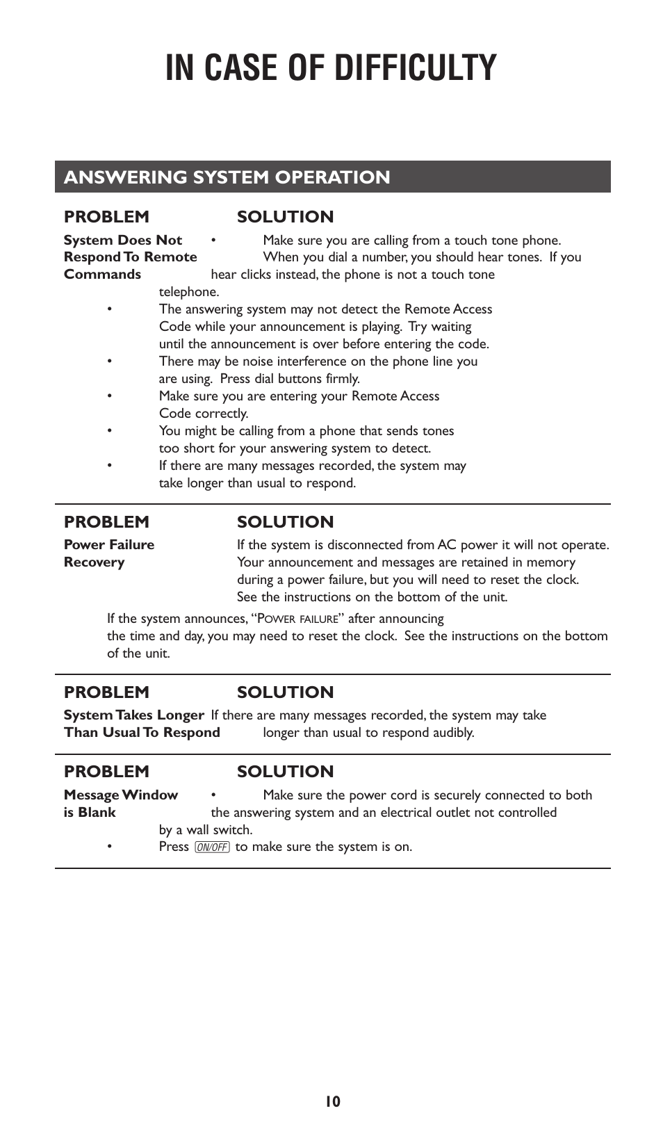 Answering system operation | AT&T 1722 User Manual | Page 11 / 11