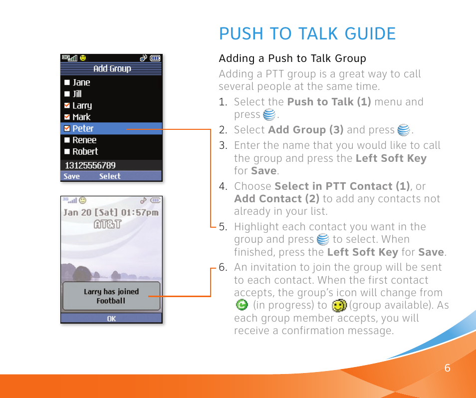 Push to talk guide | LG CU 515 User Manual | Page 6 / 16