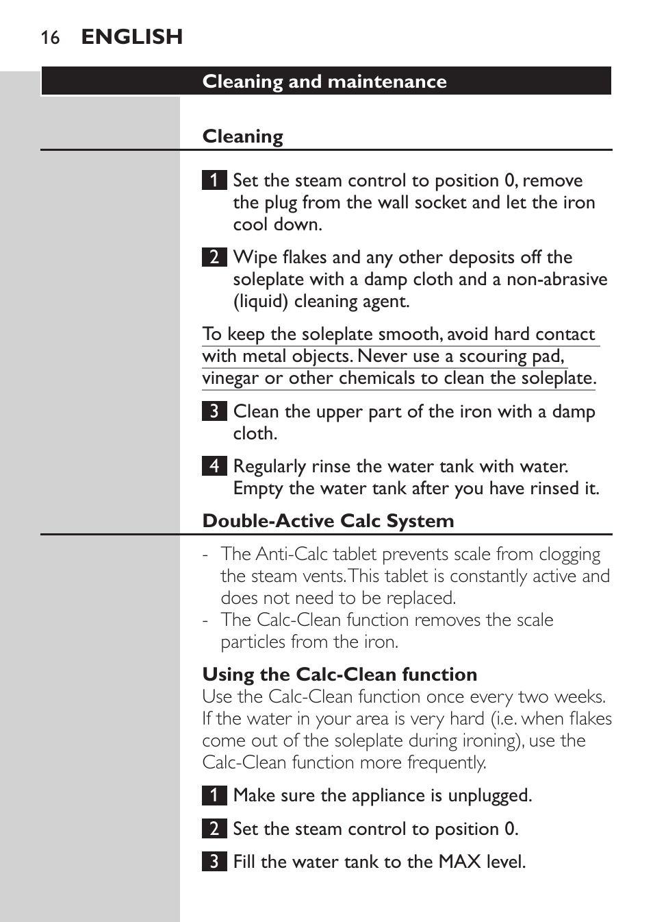 Philips Azur Fer vapeur User Manual | Page 16 / 102