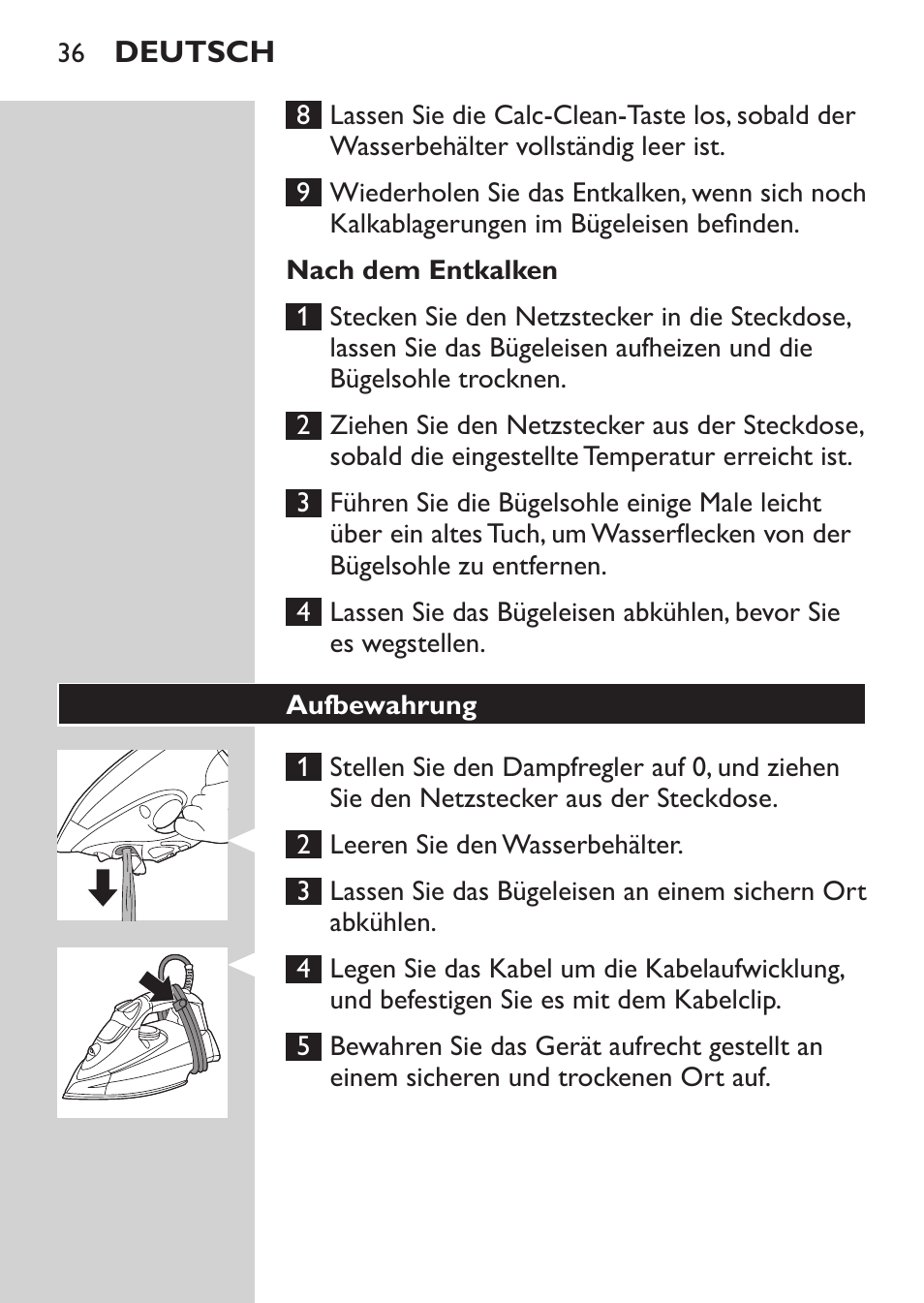 Philips Azur Fer vapeur User Manual | Page 36 / 102