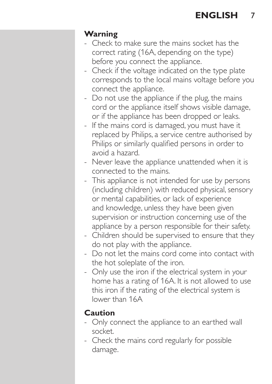 Philips Azur Fer vapeur User Manual | Page 7 / 102