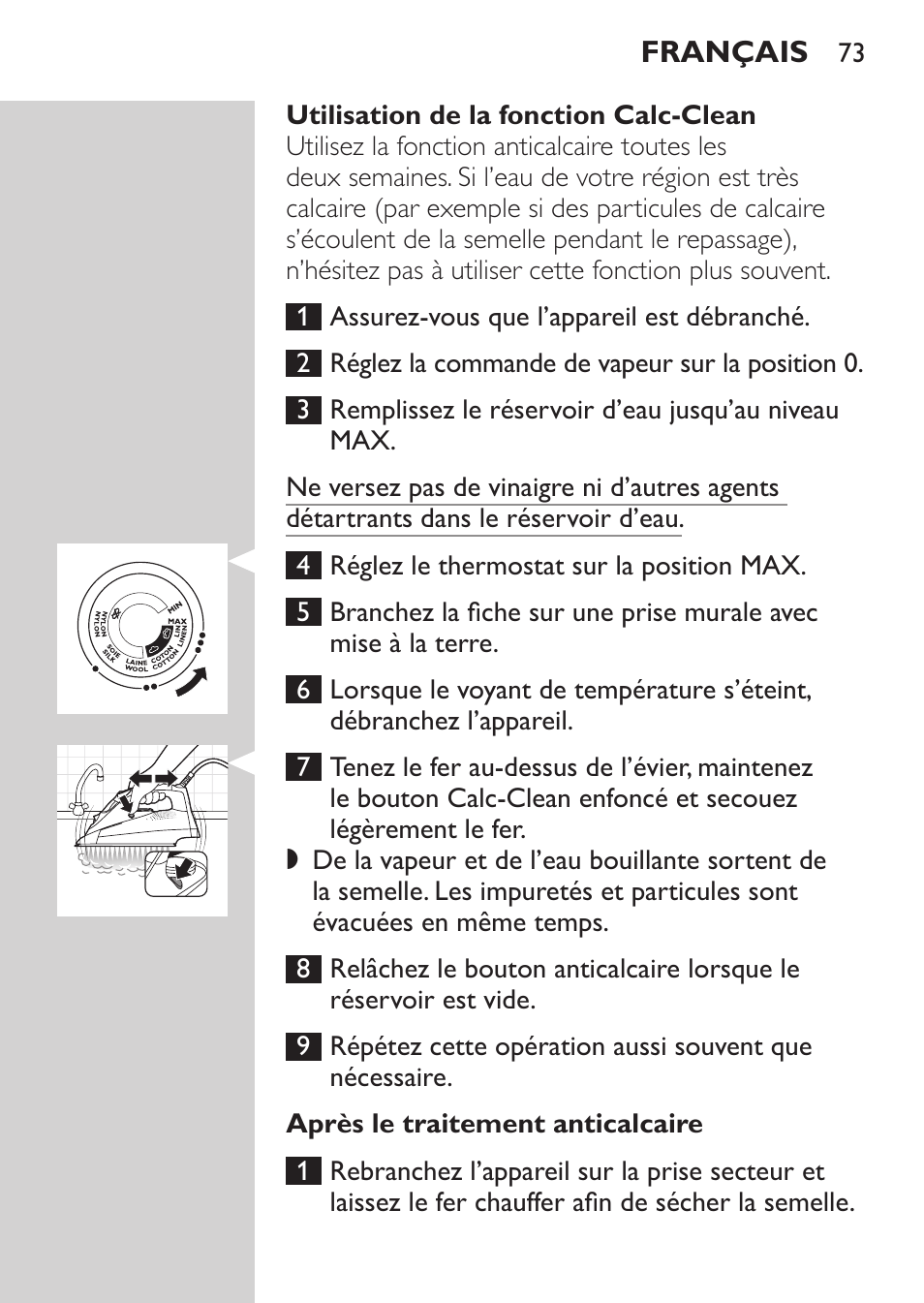 Philips Azur Fer vapeur User Manual | Page 73 / 102