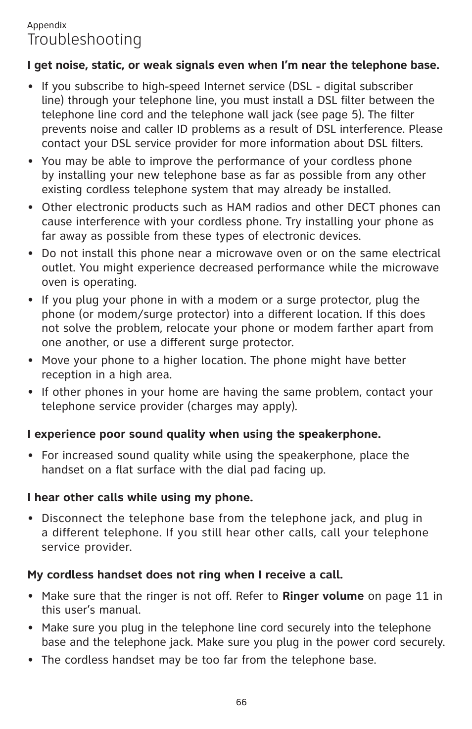 Troubleshooting | AT&T CL82351 User Manual | Page 72 / 89