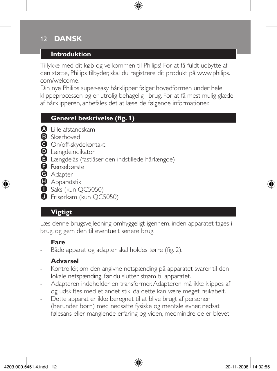 Philips Tondeuse cheveux User Manual | Page 12 / 92