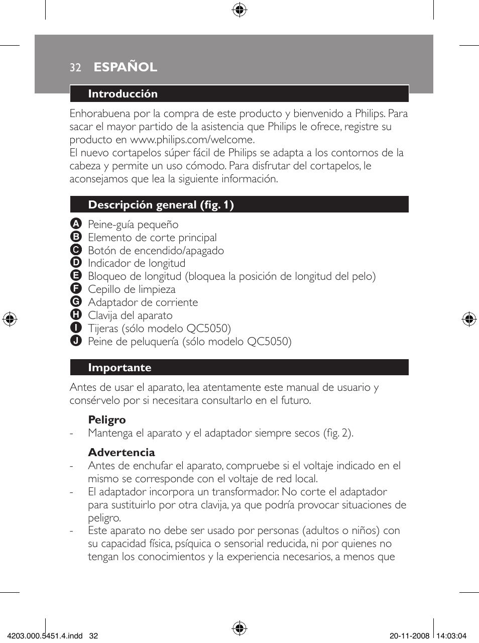 Philips Tondeuse cheveux User Manual | Page 32 / 92