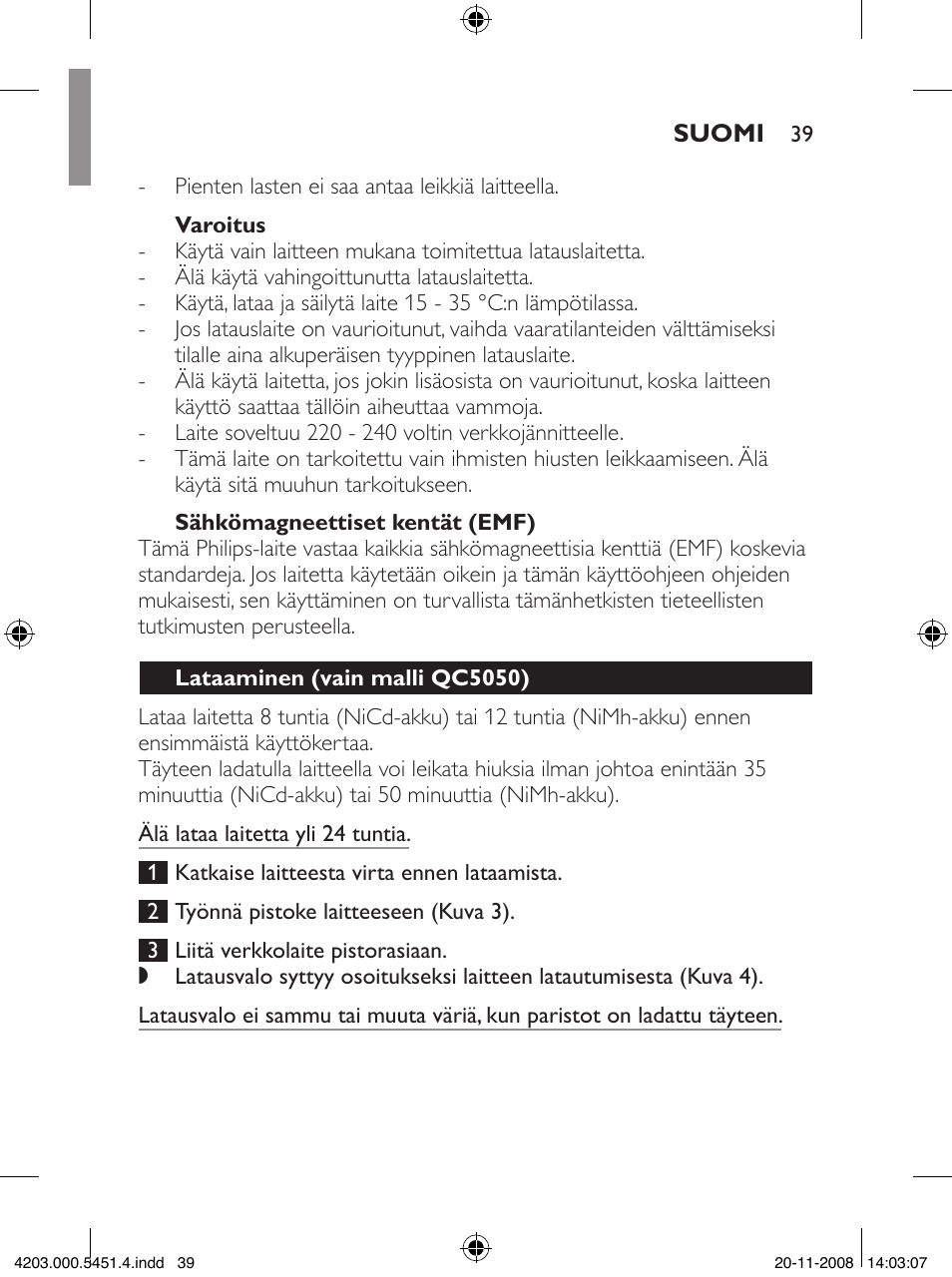 Philips Tondeuse cheveux User Manual | Page 39 / 92