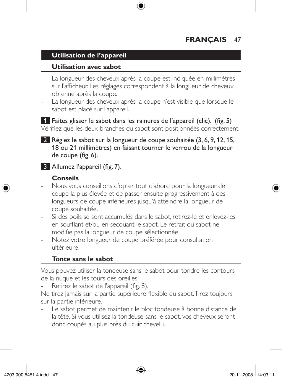 Philips Tondeuse cheveux User Manual | Page 47 / 92