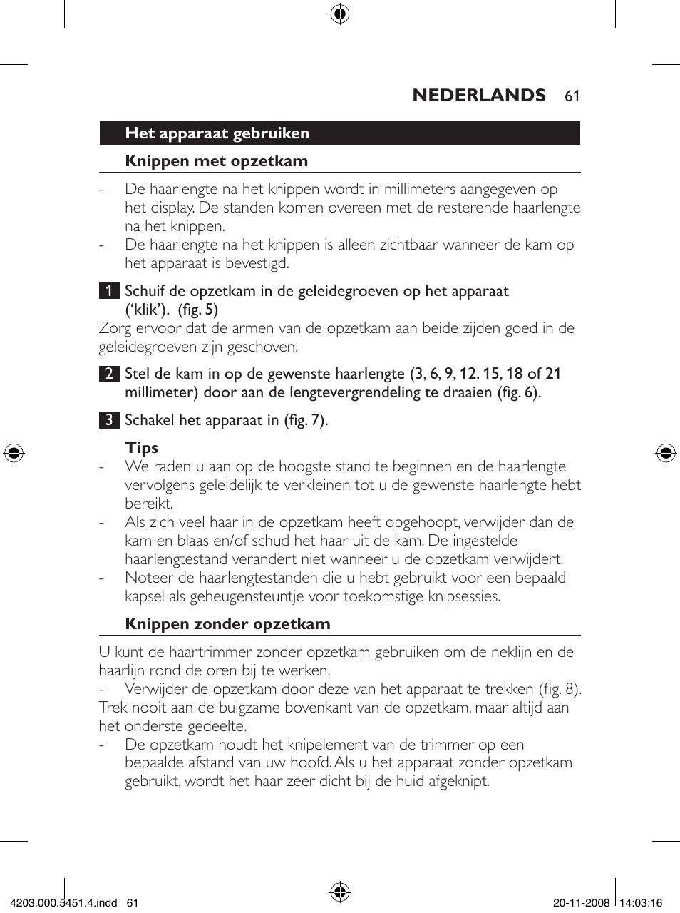 Philips Tondeuse cheveux User Manual | Page 61 / 92