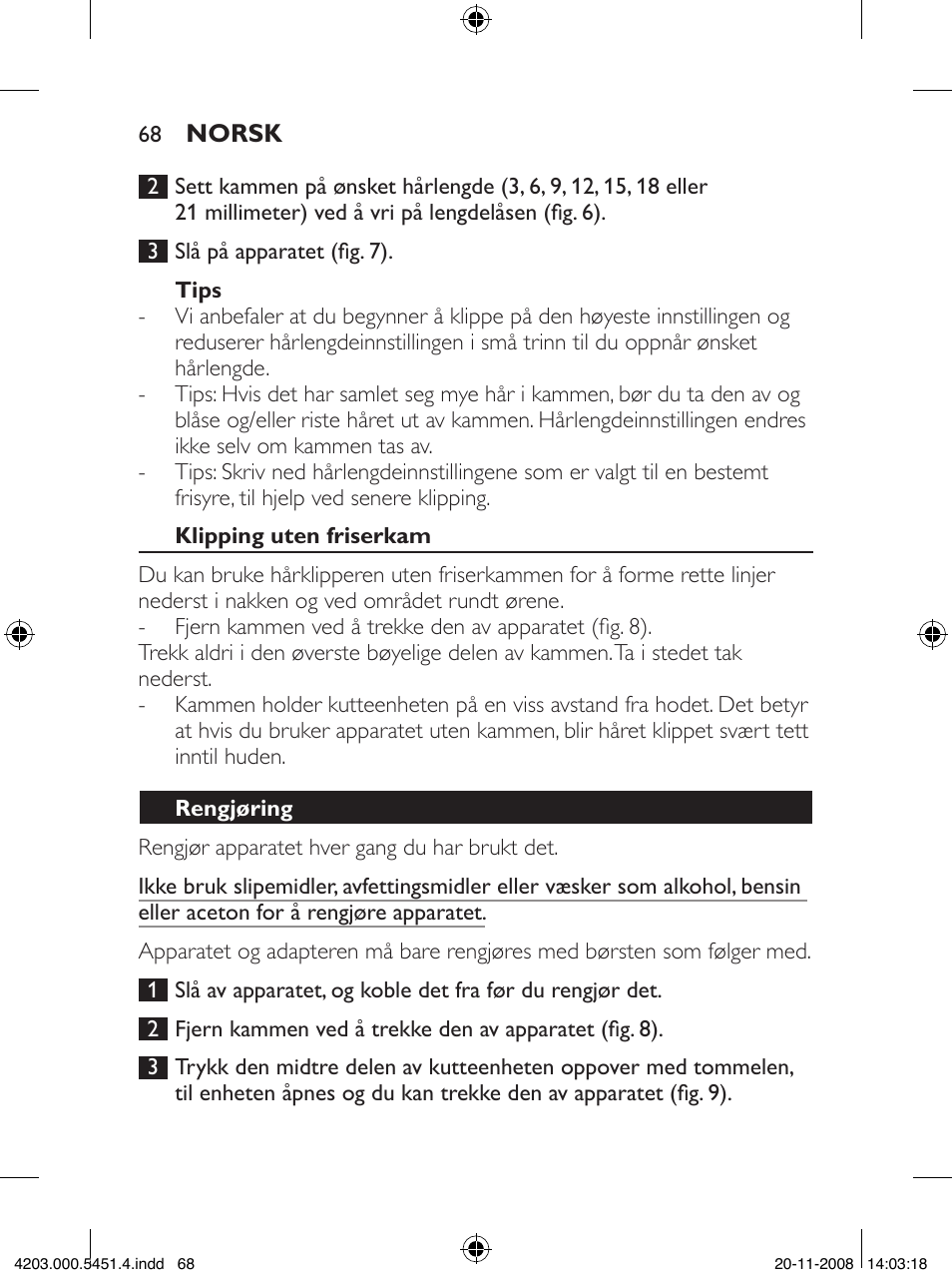 Philips Tondeuse cheveux User Manual | Page 68 / 92