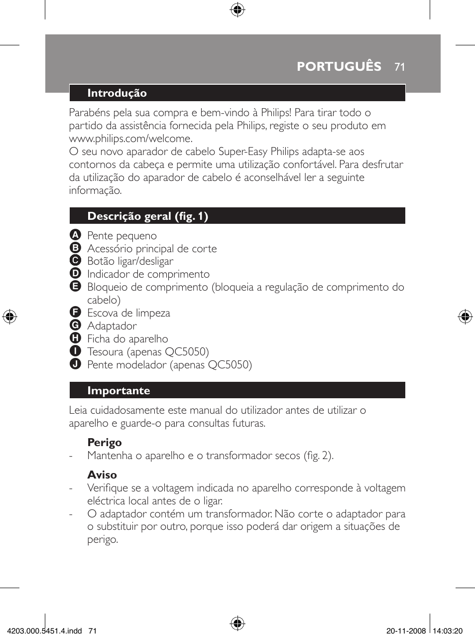 Philips Tondeuse cheveux User Manual | Page 71 / 92