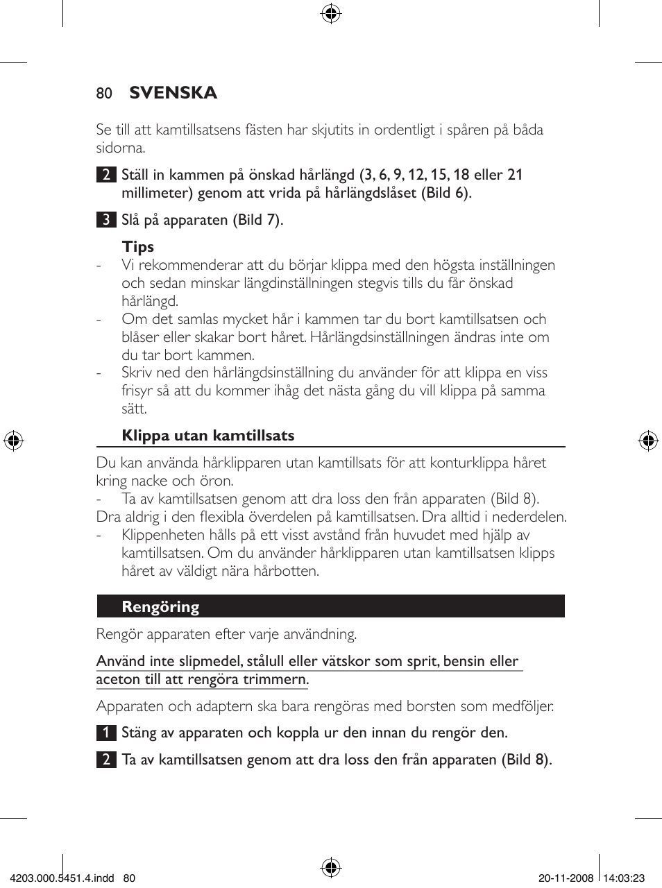 Philips Tondeuse cheveux User Manual | Page 80 / 92