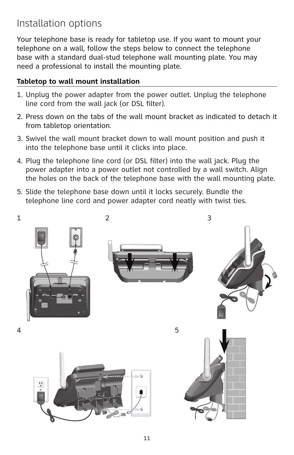 Installation options | AT&T TL96471 User Manual | Page 12 / 26