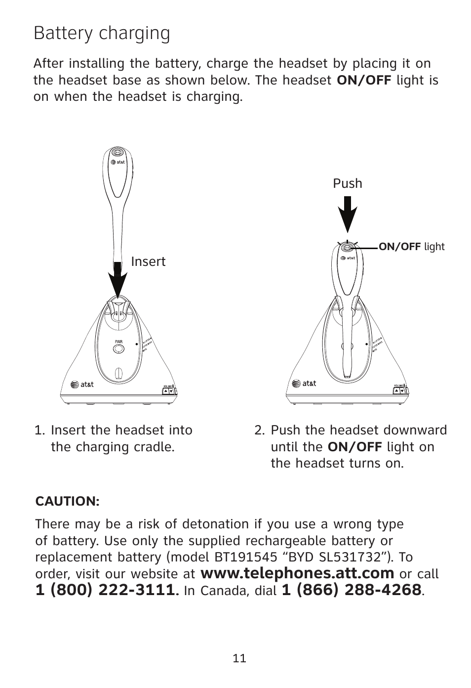 Battery charging | AT&T TL7612 User Manual | Page 13 / 30