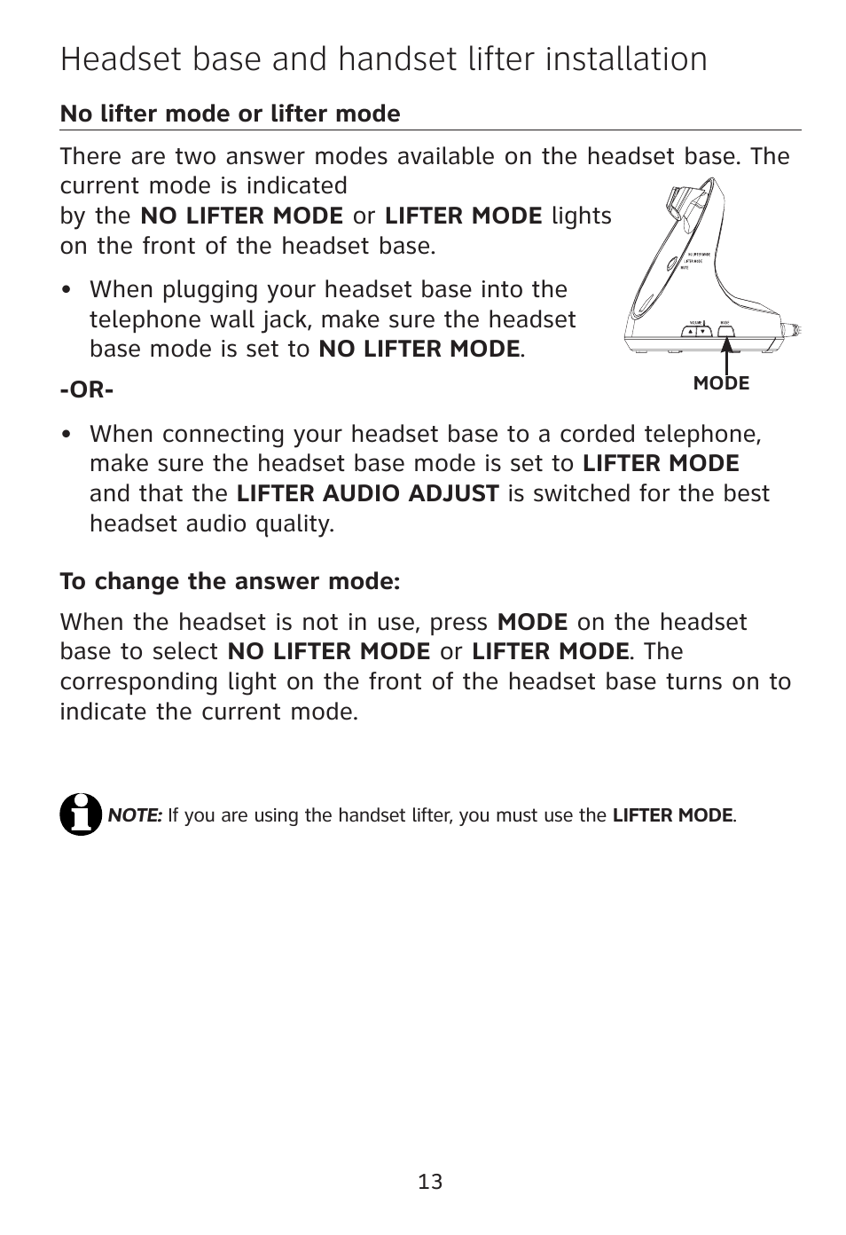 Headset base and handset lifter installation | AT&T TL7612 User Manual | Page 15 / 30