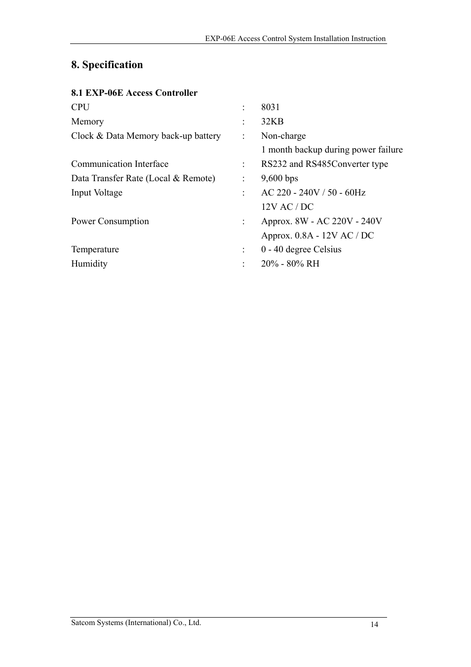 ACS EXP-06E User Manual | Page 14 / 15