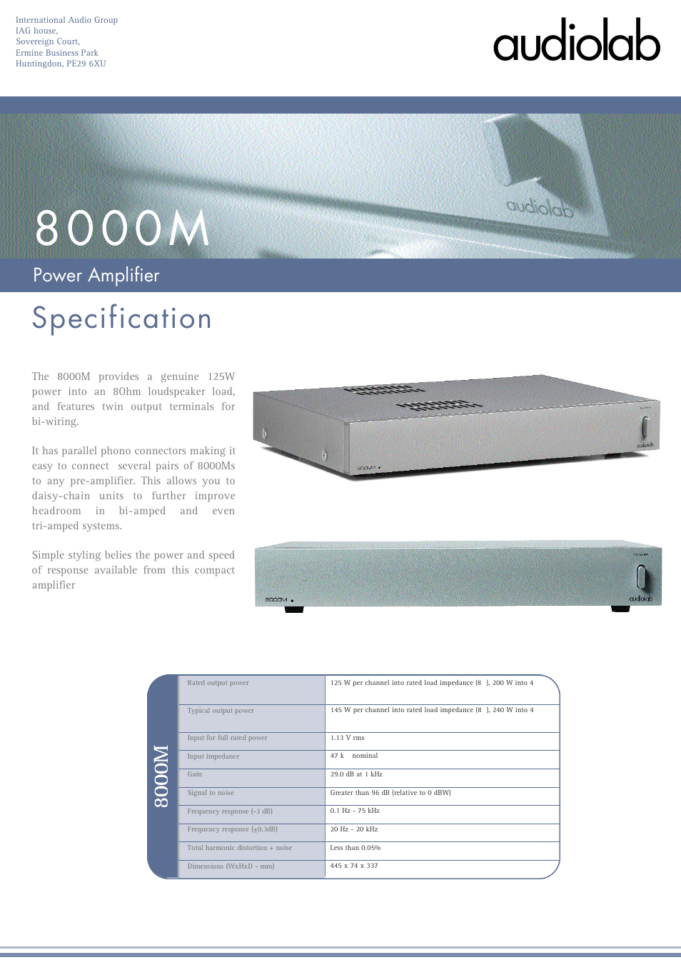 Audiolab 8000M User Manual | 1 page
