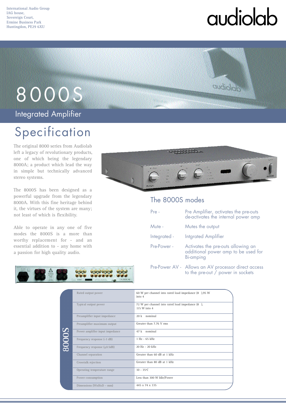 Audiolab 8000S User Manual | 1 page
