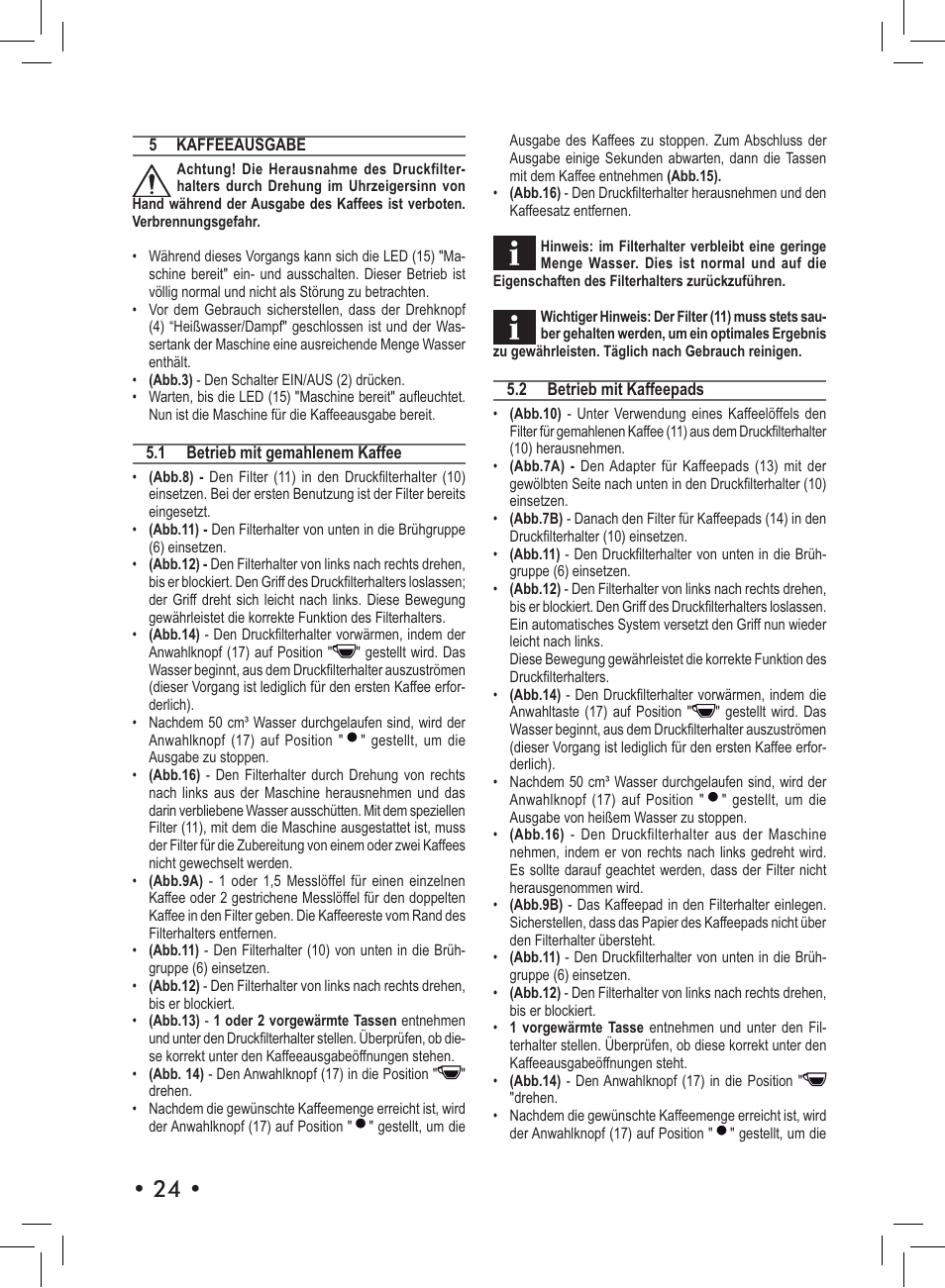 Philips Saeco Nina Machine espresso manuelle User Manual | Page 24 / 72