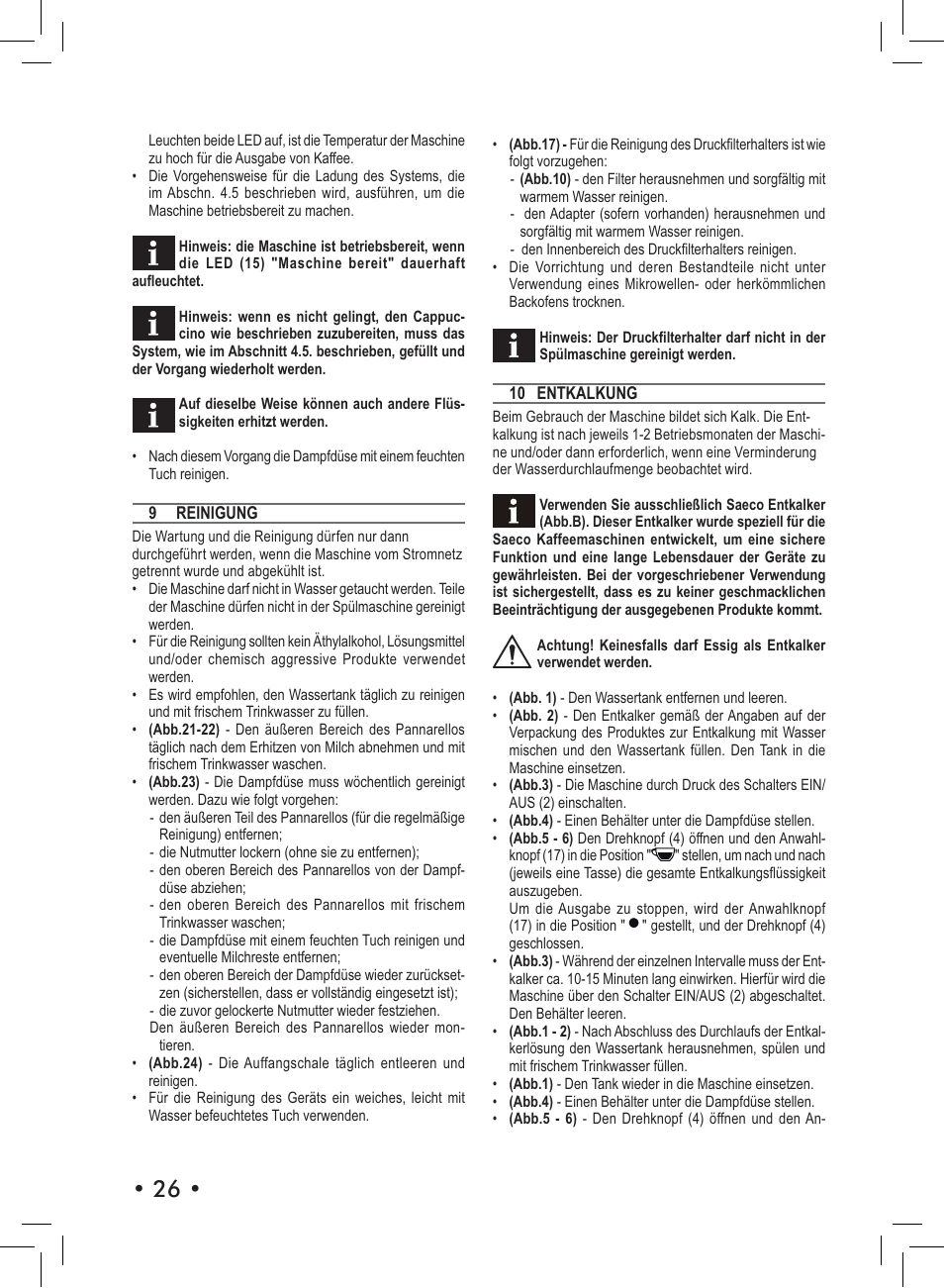 Philips Saeco Nina Machine espresso manuelle User Manual | Page 26 / 72