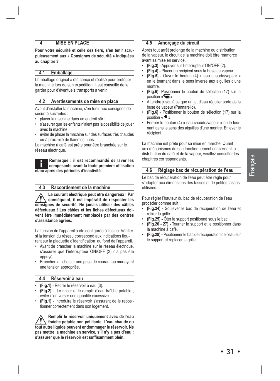 Français | Philips Saeco Nina Machine espresso manuelle User Manual | Page 31 / 72