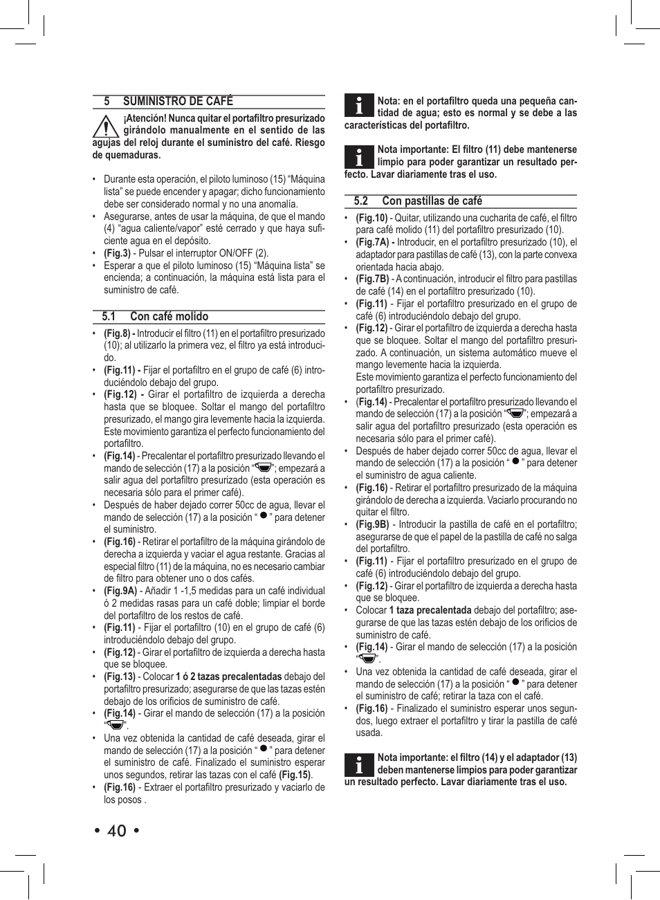 Philips Saeco Nina Machine espresso manuelle User Manual | Page 40 / 72