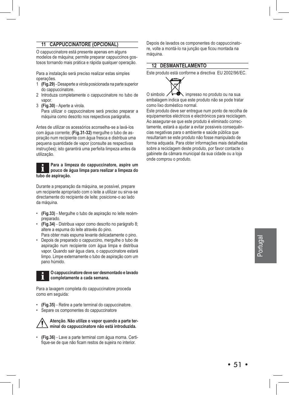 Portugal | Philips Saeco Nina Machine espresso manuelle User Manual | Page 51 / 72