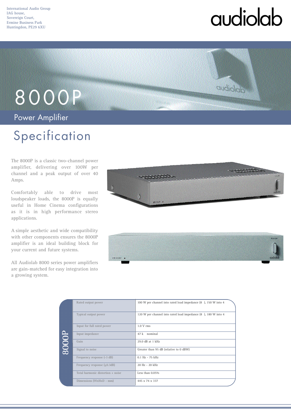 Audiolab 8000P User Manual | 1 page