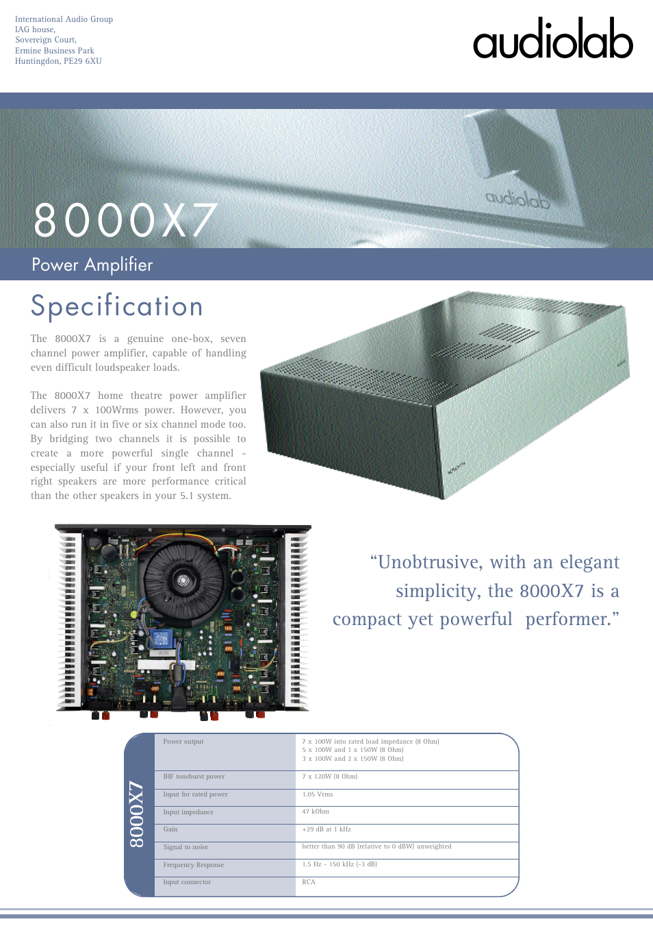 Audiolab 8000X7 User Manual | 1 page