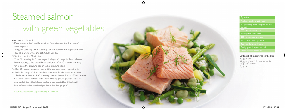 Steamed salmon with green vegetables | Philips Viva Collection Cuiseur Vapeur User Manual | Page 14 / 25