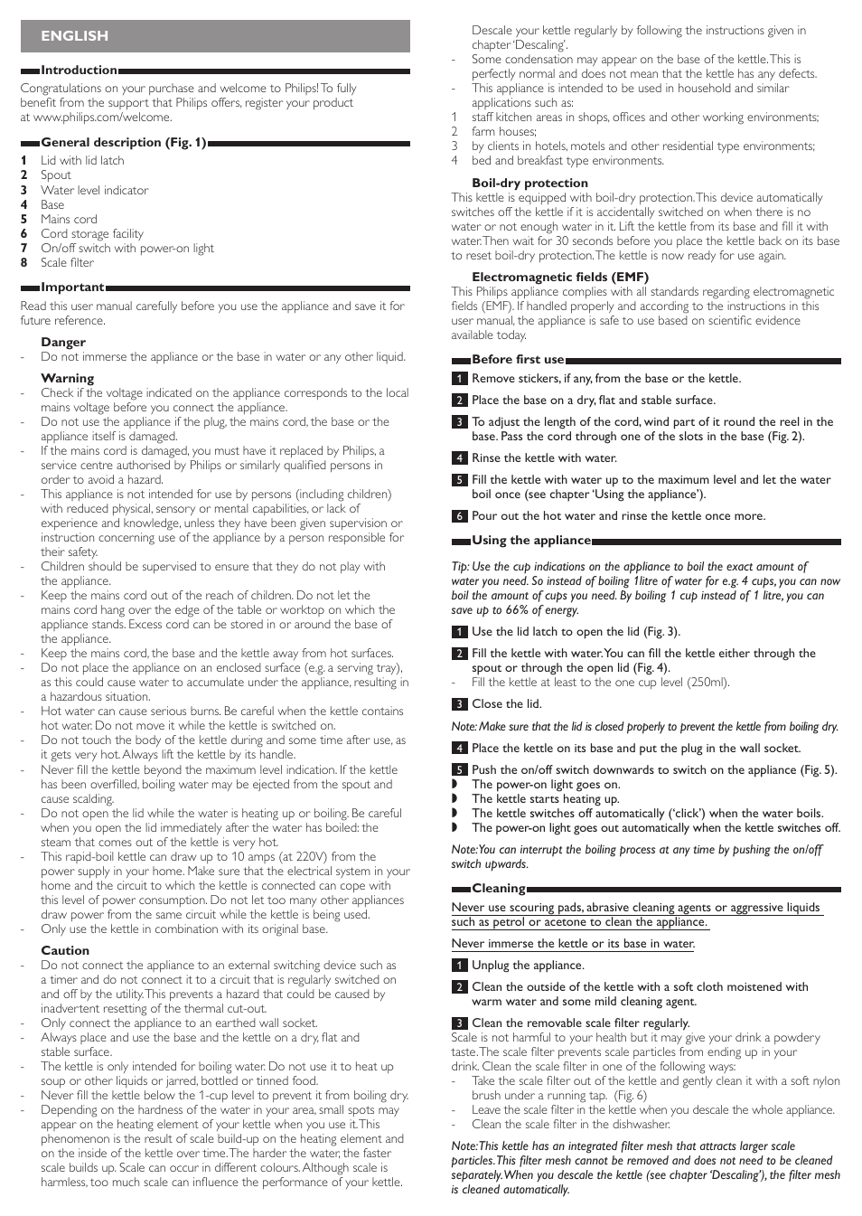 Philips Bouilloire User Manual | Page 2 / 10