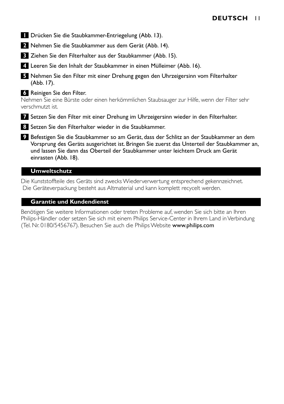 Philips Aspirateur à main User Manual | Page 11 / 52