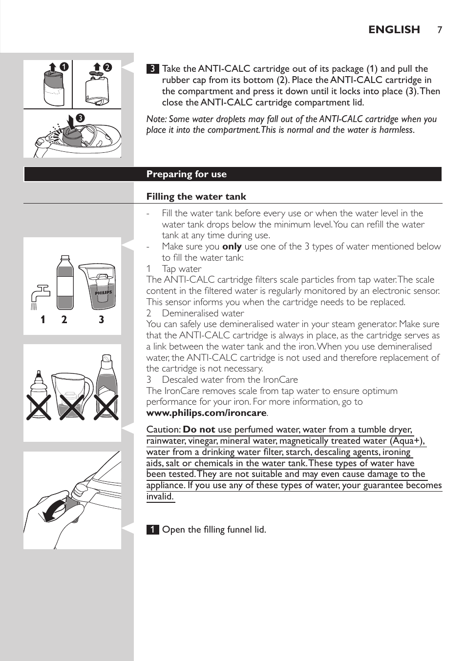 Philips PerfectCare Pure Cartouche anticalcaire User Manual | Page 7 / 46