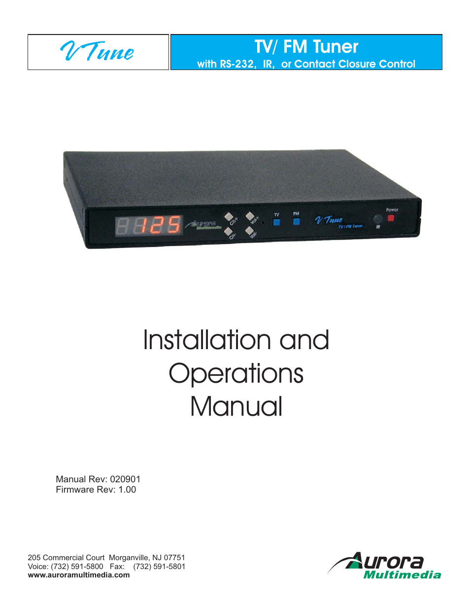 Aurora Multimedia VR-1FF User Manual | 13 pages