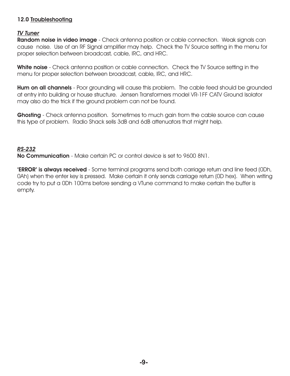 Aurora Multimedia VR-1FF User Manual | Page 11 / 13