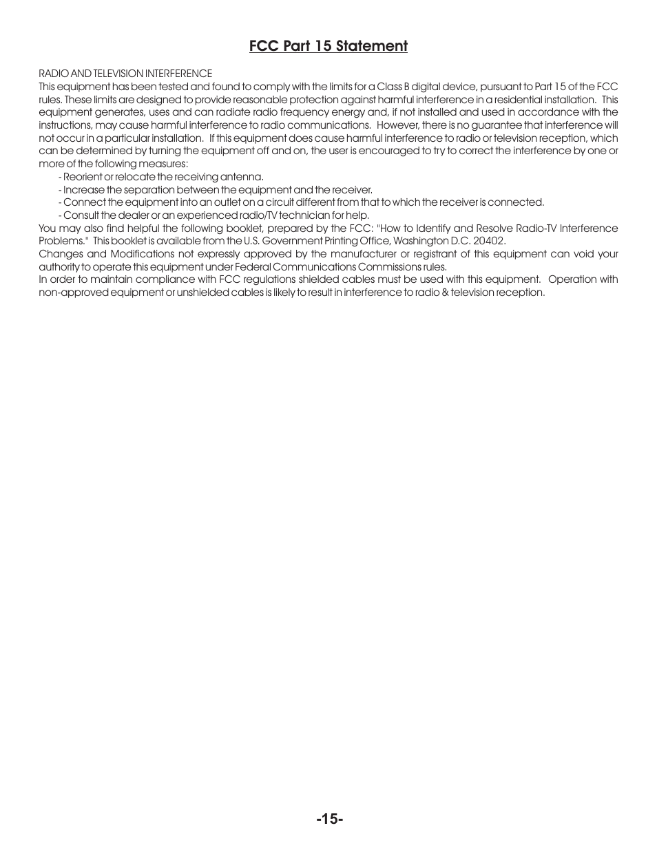 Fcc part 15 statement | Aurora Multimedia TV/FM Tuner User Manual | Page 17 / 17