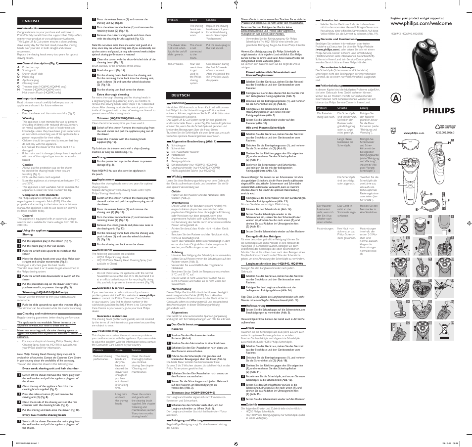Philips SHAVER Series 3000 Rasoir électrique rasage à sec User Manual | 2 pages