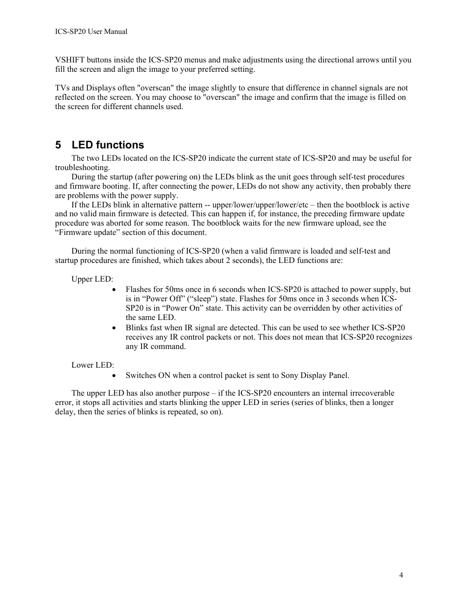 5 led functions | Aurora Multimedia ICS-SP20 User Manual | Page 5 / 15