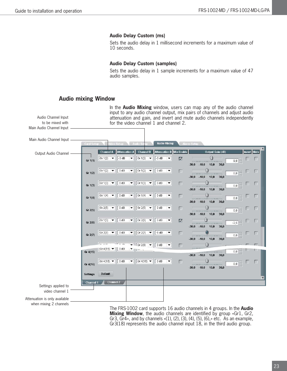 Audio mixing window | Algolith FRS-1002-MD User Manual | Page 23 / 35