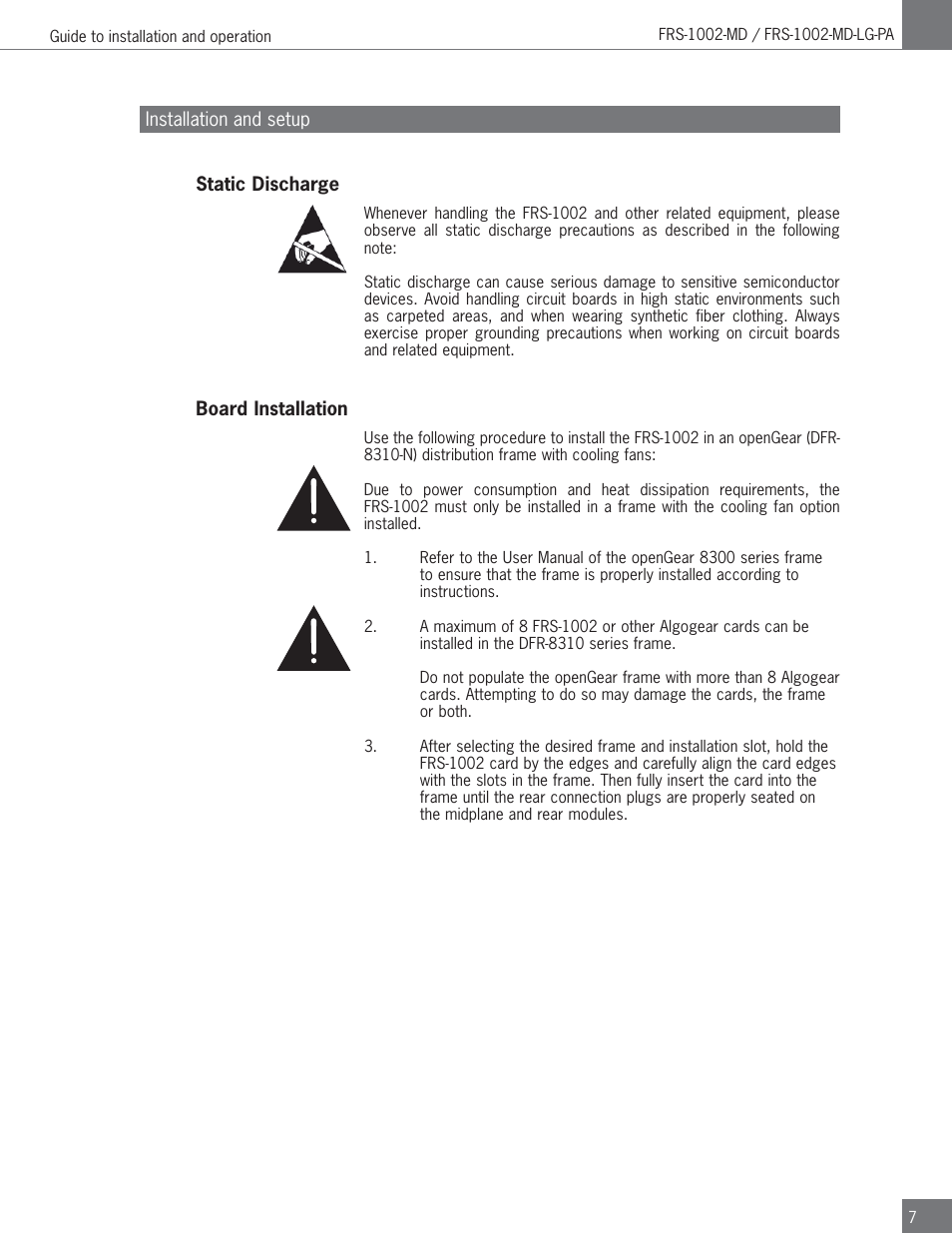 Algolith FRS-1002-MD User Manual | Page 7 / 35