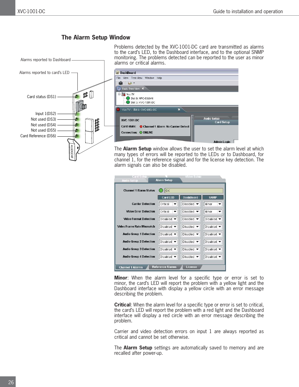 The alarm setup window | Algolith HD to SD Downconverter XVC-1001-DC User Manual | Page 26 / 38