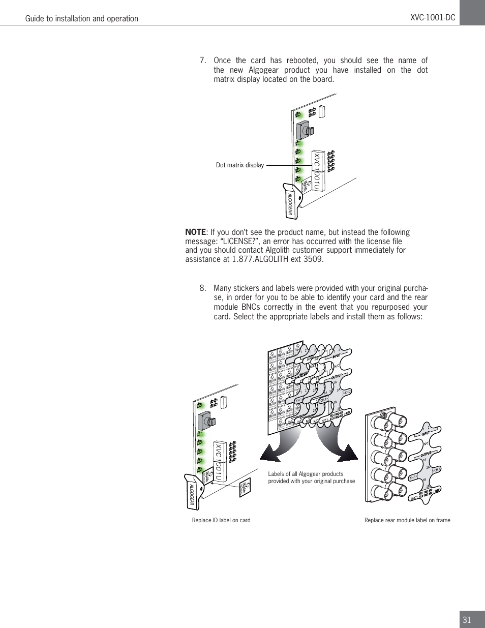 Dot matrix display, Xvc1001u | Algolith HD to SD Downconverter XVC-1001-DC User Manual | Page 31 / 38