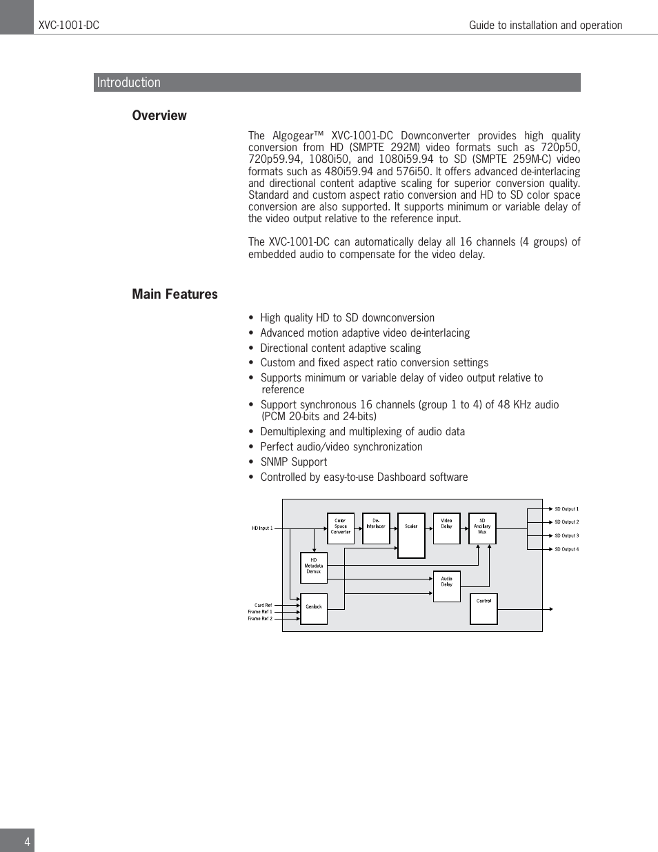 Algolith HD to SD Downconverter XVC-1001-DC User Manual | Page 4 / 38