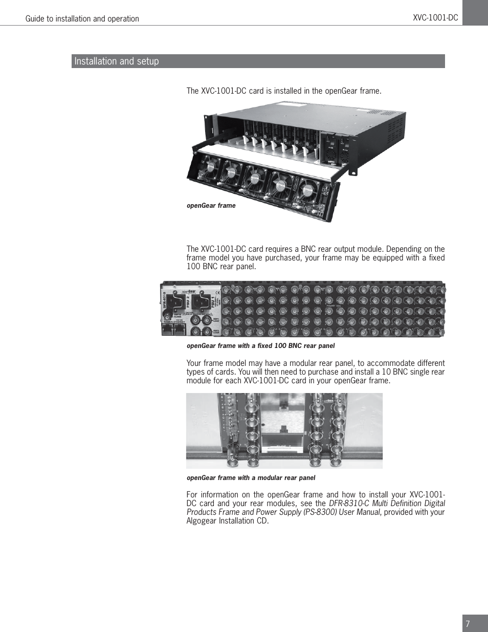 Installation and setup | Algolith HD to SD Downconverter XVC-1001-DC User Manual | Page 7 / 38